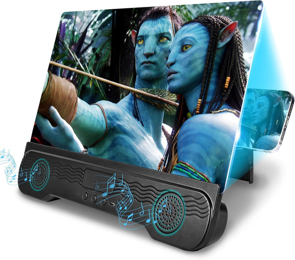 14 inch Phone Screen Magnifier with Bluetooth Speaker, Mobile Phone Screen Amplifier with 2-in-1 Foldable Stretch Stand
