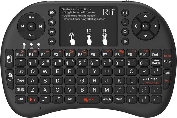Rii Mini Wireless Keyboard with Touchpad, Backlit Portable for Laptop/PC/Tablets
