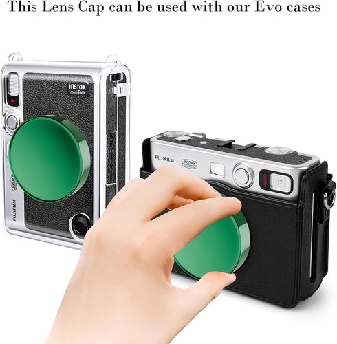 Rieibi Lens Cap for Fujifilm Instax Mini Evo, Accessories with Anti-Loss Rope, PC Material Mini Evo Lens Cover