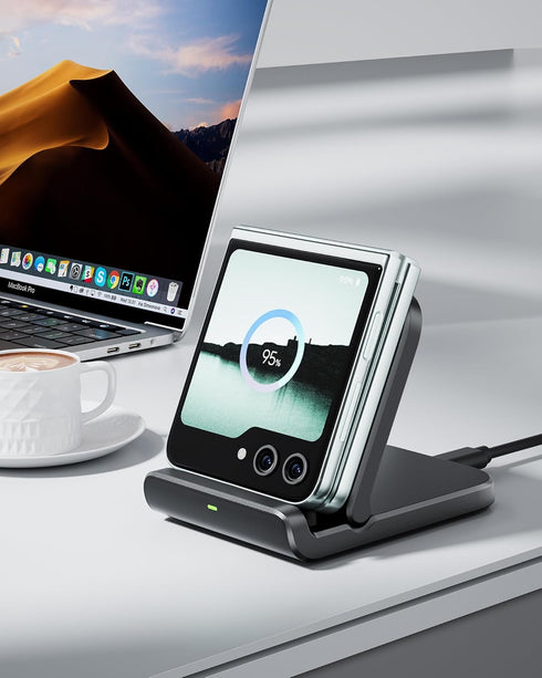 Wireless Charger for Samsung Z Flip 6, SwanScout 501S, Foldable Fast Charging Stand for Galaxy Z Flip Series