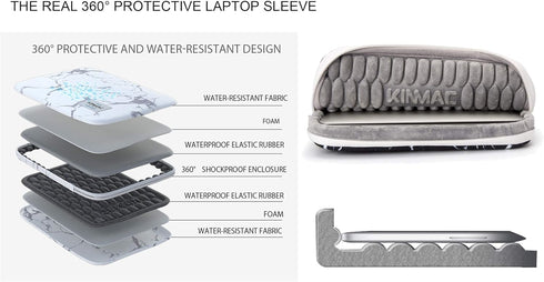 Kinmac Camellia 360° Protective Waterproof 12 inch-13.3 inch Laptop Case Bag Sleeve with Handle for Surface Pro,