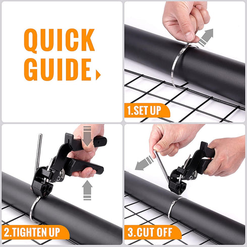 Stainless Steel Cable Tie Gun, Tool for Fastening and Cutting Metal Cable Ties, 150pcs 11.8in UV Resistant Ties