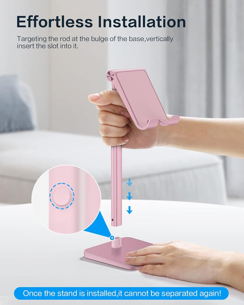 OMOTON Adjustable Cell Phone Stand, Height Desk Dock Holder for iPhone SE 2/11/11 Pro/XS Max/XR, Samsung Galaxy