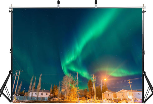 LidyMini 8x8ft Fabric Vibrant Aurora Borealis Backdrop Glowing Northern Lights Background for Night Sky Viewing Party