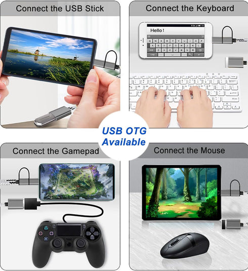 2-in-1 USB C/Micro USB to USB Adapter, USB to USB C OTG Adapter Cable Compatible with Samsung Galaxy S21 S22 S23 Note 20/10 A53, Google Pixel and More Android Devices, Gray