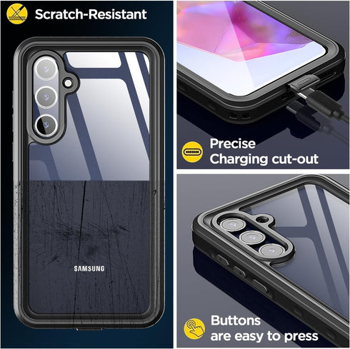 AICase Samsung Galaxy A35 Case, Waterproof Clear with Built-in Screen Protector, Shockproof IP68 Certified Full Body