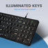 Perixx PERIBOARD-333B Wired USB Backlit Keyboard, Compact 14.25x4.57 Inches, X Type Scissor Keys, Big Print Letters,