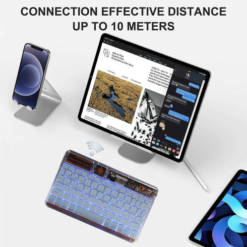 Wireless Bluetooth Keyboard, Portable Silent Light Up Rechargeable Mac Keyboard with 7 Colors Backlit for iPad iOS