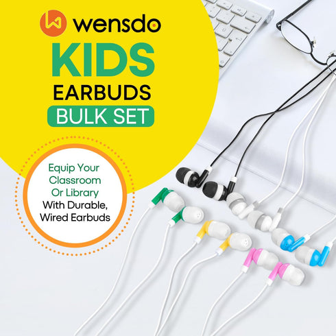 60 Pack 3.5 mm Earbud Bulk Kids Headphone for Classroom School, Wholesale Class Room Students Wired Earphones with Jack