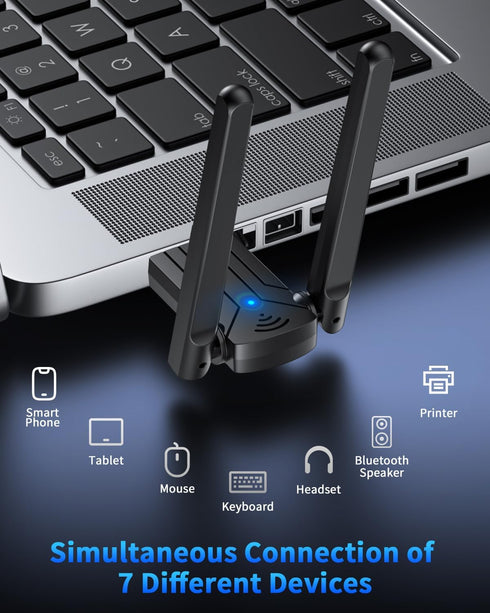 Long Range USB Bluetooth Adapter ZEXMTE for PC, 5.4 USB Dongle with High Gain Antenna, 590FT Wireless Receiver