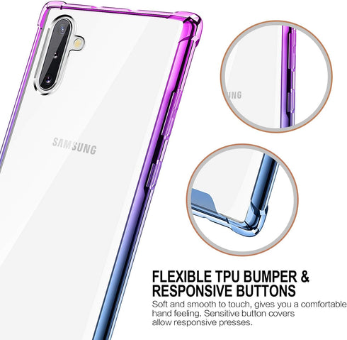 SALAWAT Galaxy Note 10 Case, Clear Cute Gradient Slim Phone Case Cover, Reinforced TPU Bumper Shockproof Protective