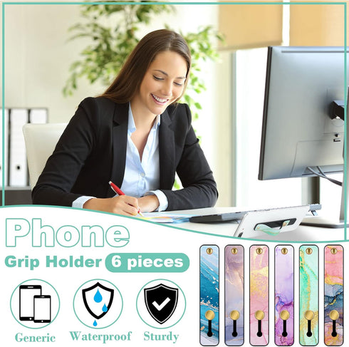 6 Pieces Telescopic Phone Strap Grip Holder, Universal Kickstand for Most Smartphones (Bright Marble)