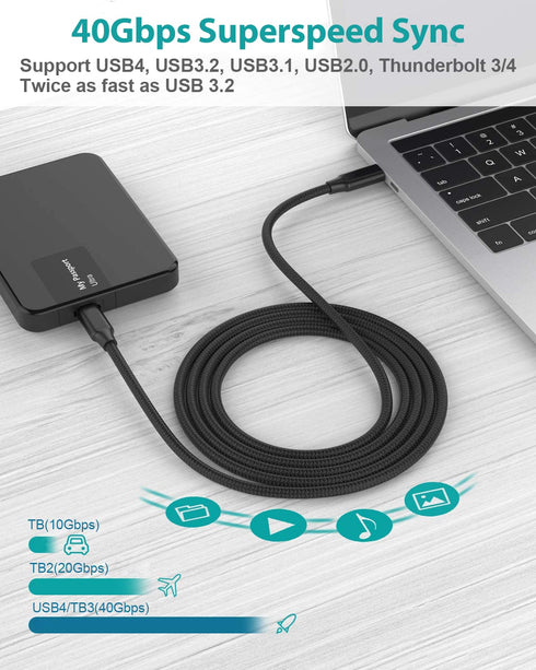 USB 4 Cable, USB C to USB C 3.3ft, 8K HD Display, 40 Gbps Data Transfer, 240W Charging Cable for Thunderbolt 3/4