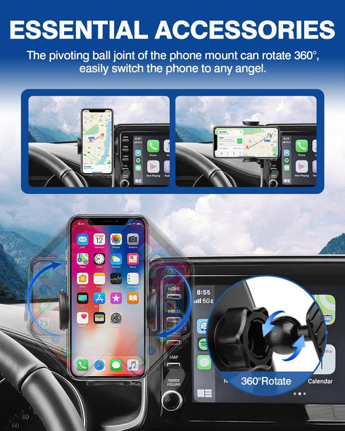 Custom Fit Car Phone Holder for 2019-2022 Toyota C-HR CHR, 8" Screen Mount with 360 Degree Rotation