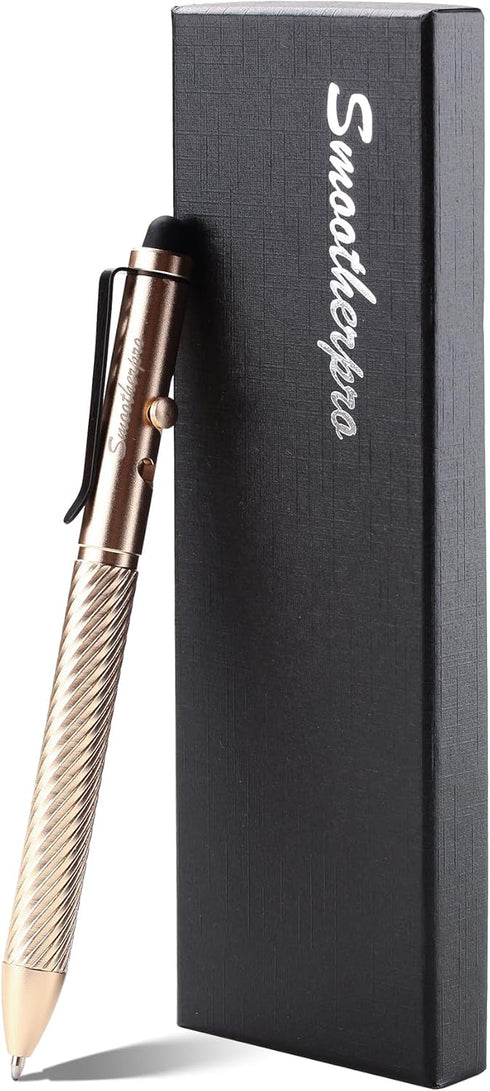 SMOOTHERPRO Gold Stylus Bolt Action Pen, Lightweight Durable Fidget Pen for EDC, Compatible with iPad and Tablets