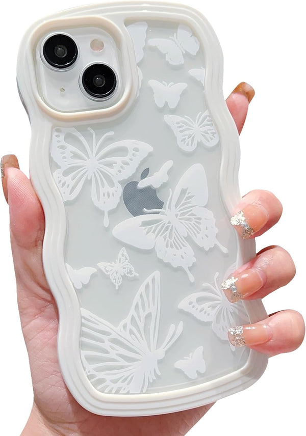 YKCZL Compatible for iPhone 15 Phone Case,Cute Bear Floral Butterfly Cloud Kawaii Pattern,Soft