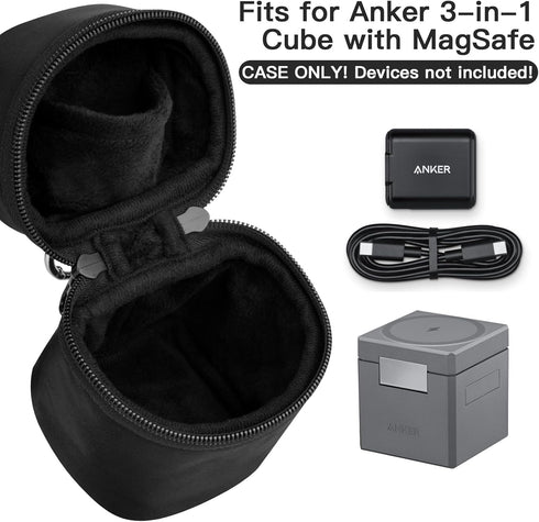 Travel Case for Anker 3-in-1 Cube MagSafe Charger, 15W Max Fast Charging Foldable Wireless Charger, Compact Carrying