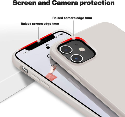 OTOFLY Soft Silicone Case for iPhone 12/12 Pro, Stone, Military Grade Drop Protection Anti-Scratch Microfiber