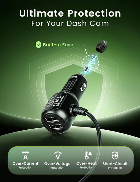 V1V1P -13FT/4M Anina Mini USB Mini-B Dash Cam Power Cord Left Angle Charging Cable Dash Camera Car Charger for Rexing