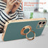 iPhone 11 Phone Case with 360° Rotatable Finger Ring Holder, Magnetic Shiny Gold Plated Edge, Shockproof Soft TPU