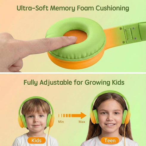 85dB ADOOPE Wired Kids Headphones with USB C Plug, Safe Volume, Adjustable Headband, Tangle-Free Cord Headphones