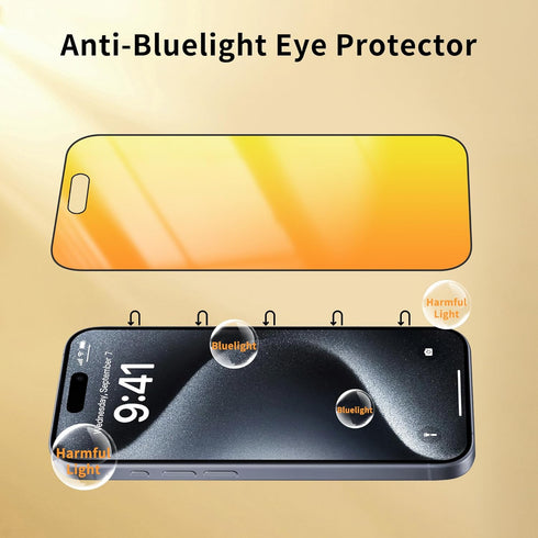 Privacy Screen Protector for iPhone 14 Pro and 15, Anti Spy Tempered Glass Full Coverage with Installation Frame