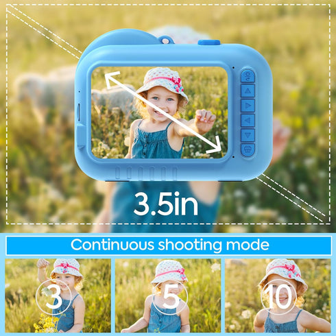 Kids Instant Print Camera, 3.5 Inch Digital Camera for Kids, Birthday Gift for Ages 3-12