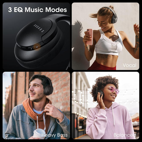 DOQAUS Upgraded Bluetooth Headphones Over Ear, 90H Playtime, Bluetooth 5.3 Wireless Headphones with 3 EQ Modes and HiFi