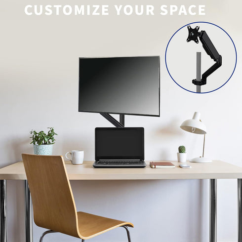 VIVO Universal Full Motion Pneumatic Pole Mount Arm for 17 to 32 inch Monitor Screens, 75mm and 100mm VESA Plate, Black