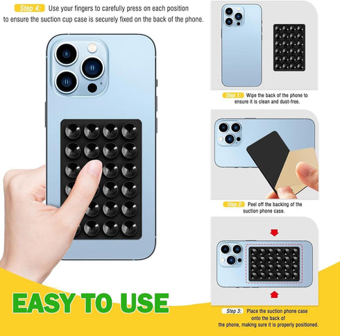 4-Piece Silicone Suction Cup Cell Phone Holder, Self-Adhesive Handsfree Holder for Selfies and Videos, Compatible with