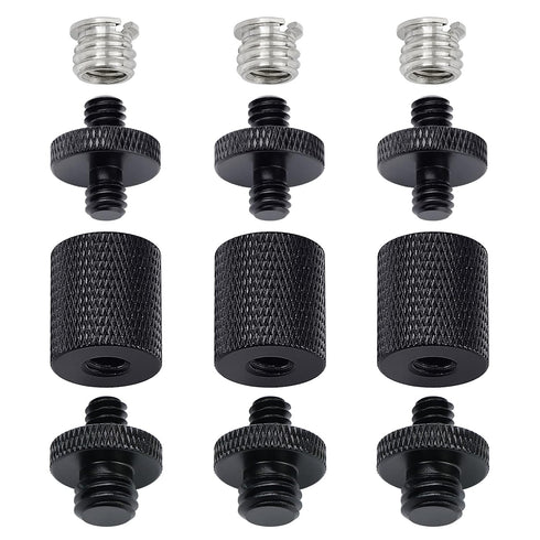 12 Pcs 1/4" 3/8" Camera Screws Adapter, Tripod Screw Adapter Converter for DSLR Camera Tripod Mount, Shoulder Rig,