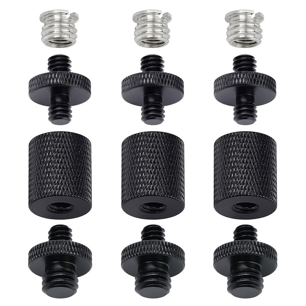 12 Pcs 1/4" 3/8" Camera Screws Adapter, Tripod Screw Adapter Converter for DSLR Camera Tripod Mount, Shoulder Rig,