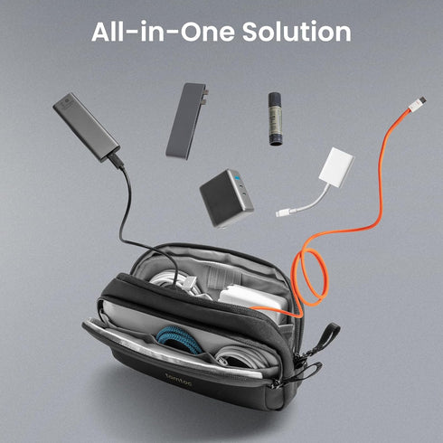 tomtoc Electronic Organizer Travel Case, Water Resistant Dual Compartment Tech Pouch Cable Organization Storage Bag