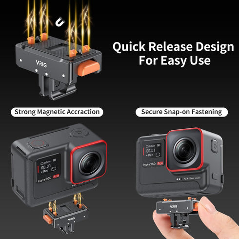 VRIG Express Insta360 X5/X4 PRO2, 1/4" Insta360 X4/X3/ONE 360 X2 VRIG Magnetic Quick Release Mount for Air/ACE/ACE