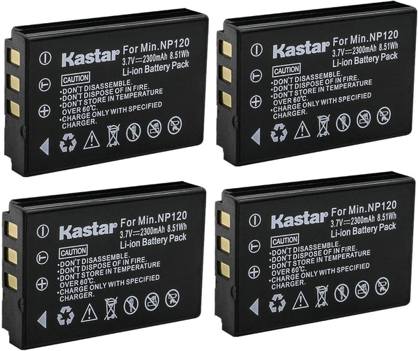 Kastar 4-Pack Rechargeable Battery Replacement for Minolta NP-120 NP120, Compatible with Minolta MN35Z Camera