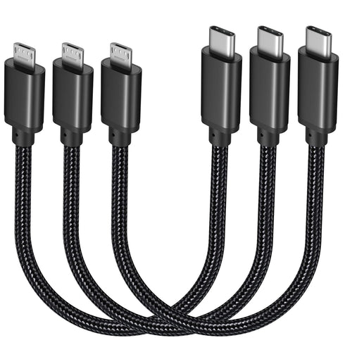 Pofesun USB C to Micro USB Cable 1FT, 3Pack Braided Fast Charging Cord Compatible with Samsung Galaxy S8, S9, Pixel