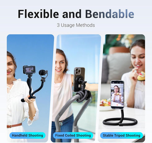 Kiorafoto 29.5'' 17 16 15 1/4"20 Magnetic Flexible Gooseneck Phone Mount Holder for iPhone Pro Max & Action Camera,Long