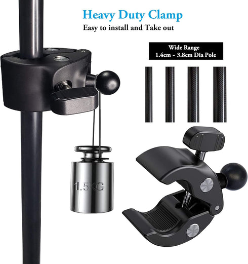 Microphone Music Stand Tablet Smartphone Holder Mount Heavy Duty 360 Degree Swivel Clamp for 3.5 to 13.5in Phone