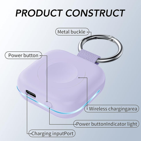 Portable Travel Charger for Apple Watch Series 8,Wireless iWatch Charger 1200mAh Power Bank with Charging Cable, Purse Keychain Smart Watch Charger for Apple Watch Series 9/8/7/6/SE/5/4/3/2/1/UItra