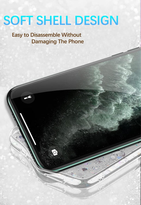 OnePlus 11 Case Glitter Clear Green - Soft TPU Silicone Phone Case for Women & Girls, Shockproof Slim Cover.