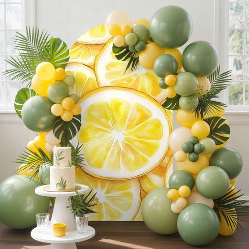 Jnbasdffb Summer 7.2 Lemon Wedding Arch Cover, Stretchy Spandex Arch Backdrop Stand Covers FT, Modern Oil Painting