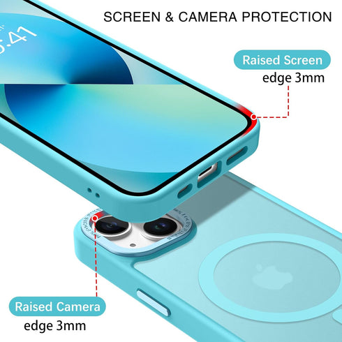 BENTOBEN Magnetic iPhone 13 & 14 Case, Lake Blue Translucent Matte Phone Cover Compatible with MagSafe