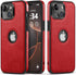 Design Compatible with iPhone 13 Mini Case, Luxury Leather Business Vintage Slim Soft Grip Protective Cover, Red