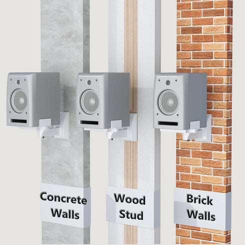 WALI Speaker Wall Mounts, Dual Side Clamping Bookshelf Mounting Bracket for Large Surround Sound Speakers, Holds up to