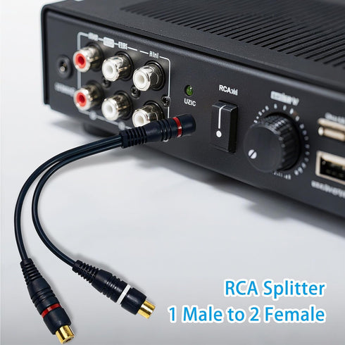 Dirvcp 1 2 RCA Audio Splitter Male to Female with Gold-Plated Connectors for Lossless Sound - Home Theater & Subwoofer