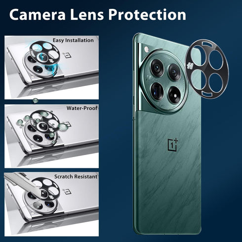 2+2Pack For OnePlus 12 Tempered Glass Screen Protector+Camera Lens Protector, 3D Curved Tempered Glass Film,9H Hardness,Anti-Scratch, Support Fingerprint Screen Protector For OnePlus 12.