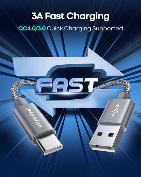 CLEEFUN 6ft USB C Cable 5-Pack, Fast Charging Braided Cord for iPhone 15 Pro Max, Samsung Galaxy S24/S23/S22/S21/S20