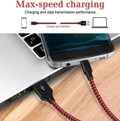 4Pack Micro USB 2.0 Cable Replacement 3FT/6FT/6FT/10FT for Samsung Galaxy S7 Edge S6 J7, Moto G5, Android Smartphones