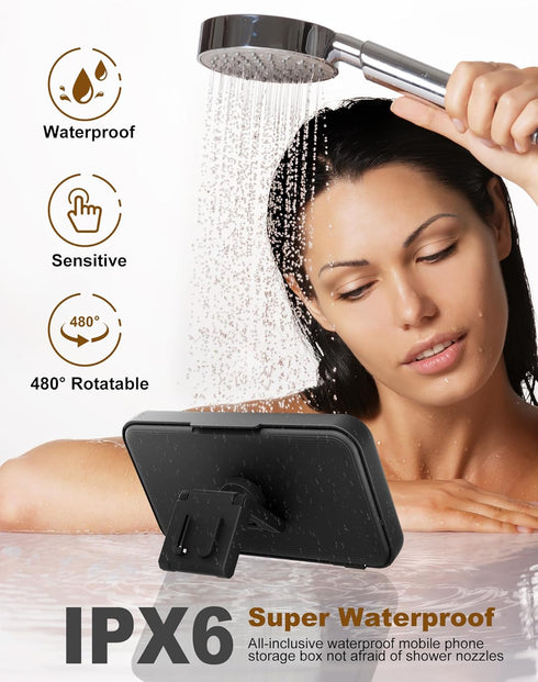 TOCHIO 1716 15 14 13 12 11 Upgraded Shower Phone Mount Waterproof with Speaker Hole Touch Screen Shower Phone Stand