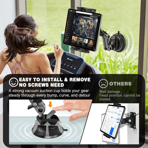 Aluminum Heavy Duty Tablet Mount for Car/Truck, 360 Adjustable 2-Stage Stand Holder for iPad Pro/Air/Mini
